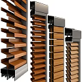 Wooden Slat Screens With Different Colored Wood Panels And Metal Frames 3d model