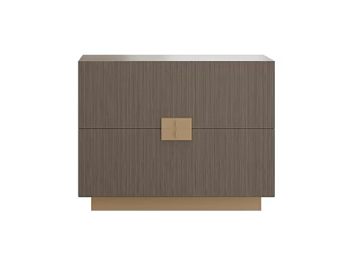 Modern Wooden Bedside Table Featuring Two Drawers Golden Square Handle And Light Base 3d model