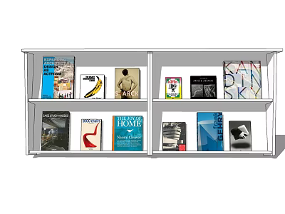 Stylish Bookshelf With Organized Diverse Books And Multiple Decorative Open Shelves 3d model