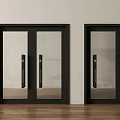 Sleek Double Glass Doors With Black Frame In Modern Home Interior Design