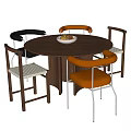 Modern Dining Table and Chair Combination Dining Chair Round Dining Table 3d model