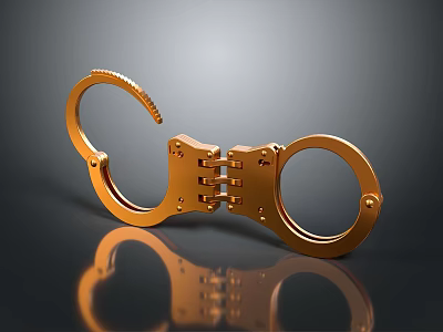 Golden Metal Handcuffs With Reflective Surface And Sturdy Lock For Household Use 3d model