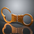 Golden Metal Handcuffs With Reflective Surface And Sturdy Lock For Household Use