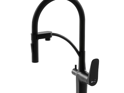 Stylish Black Modern Bathroom Faucet With Curved Neck And Single Lever Handle 3d model