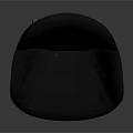 Modern Black Leather Chair with Orange Wooden Legs and Curved Stylish Design