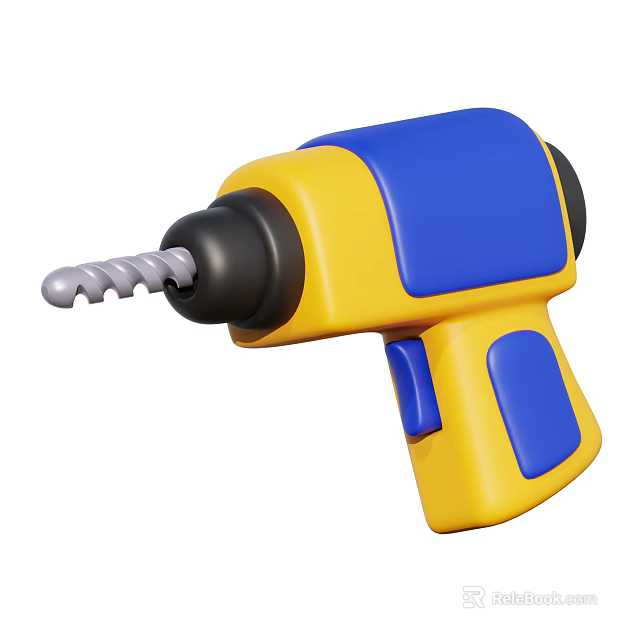 Yellow And Blue Handheld Electric Drill Industrial Power Tool Equipment 3d model 