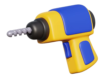 Yellow And Blue Handheld Electric Drill Industrial Power Tool Equipment 3d model