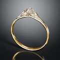 Elegant Gold Ring With Central Diamond And Intricate Decorative Details