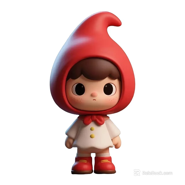 Cute Game Character With Red Pointed Hat White Outfit And Red Bow Tie 3d model 