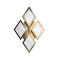 Elegant Diamond Shaped Wall Lamp With Gold Frame And Marble Panels 3d model