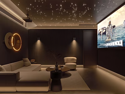 Modern Home Theater Room With Starry Ceiling And Comfortable Seating 3d model