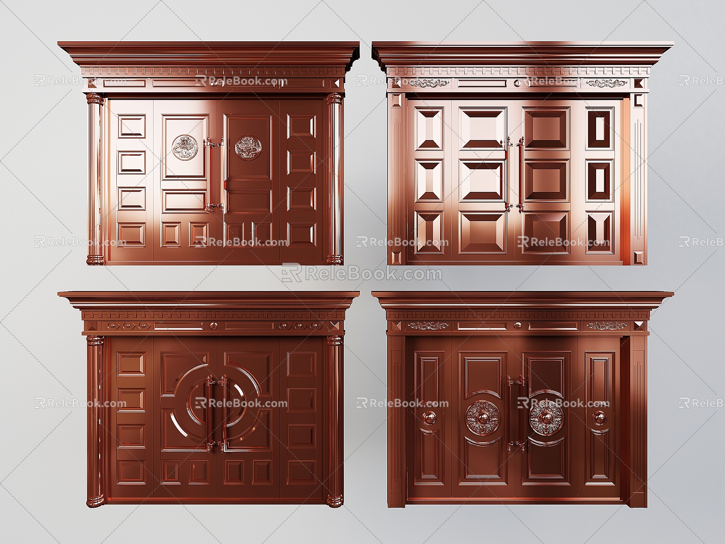 European-style door copper door door door courtyard door double door villa door rural self-built house door 3d model