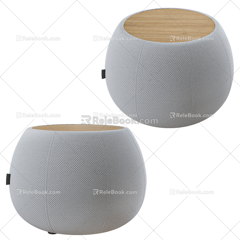 Modern Stool Fabric Low Stool 3d model