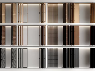 Modern folding door sliding door glass folding door grille sliding door sliding door 3d model