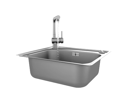 Stainless Steel Single Bowl Kitchen Sink With Modern Faucet And Durable Design 3d model