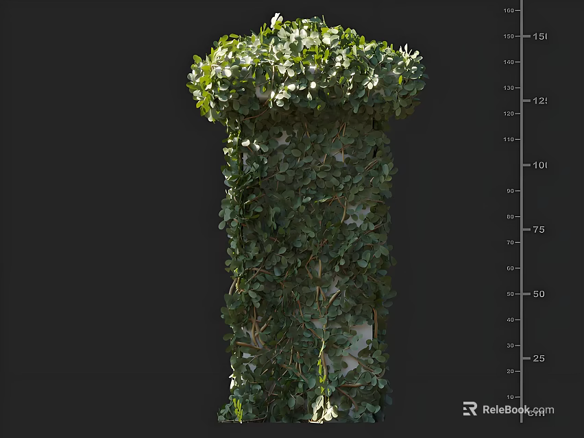 Lush Green Vine Covered Column With Dense Foliage And Natural Texture 3d model 