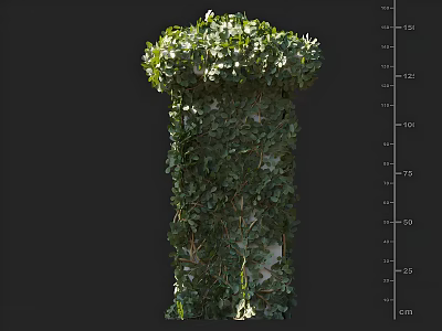 Lush Green Vine Covered Column With Dense Foliage And Natural Texture 3d model