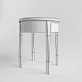 Yellow Modern Stool With Round Top And Four Slim Legs Design 3d model