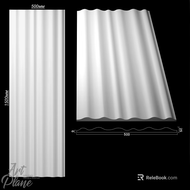 White Corrugated Wall Material Design With Specific Dimensions And Smooth Finish 3d model 