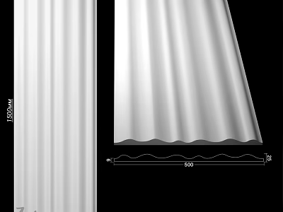 White Corrugated Wall Material Design With Specific Dimensions And Smooth Finish 3d model