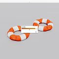 Two Orange And White Lifebuoys Placed On Gray Background Surface 3d model