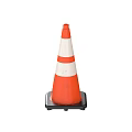 High Visibility Traffic Cone with Orange White Reflective Stripes and Black Base