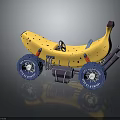 Yellow Banana Shaped Toy Car With Blue Wheels CHILL RIDE Tires And Exhaust Pipe