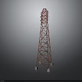 Red Steel Communication Tower With Frame Structure And Stable Base Design 3d model