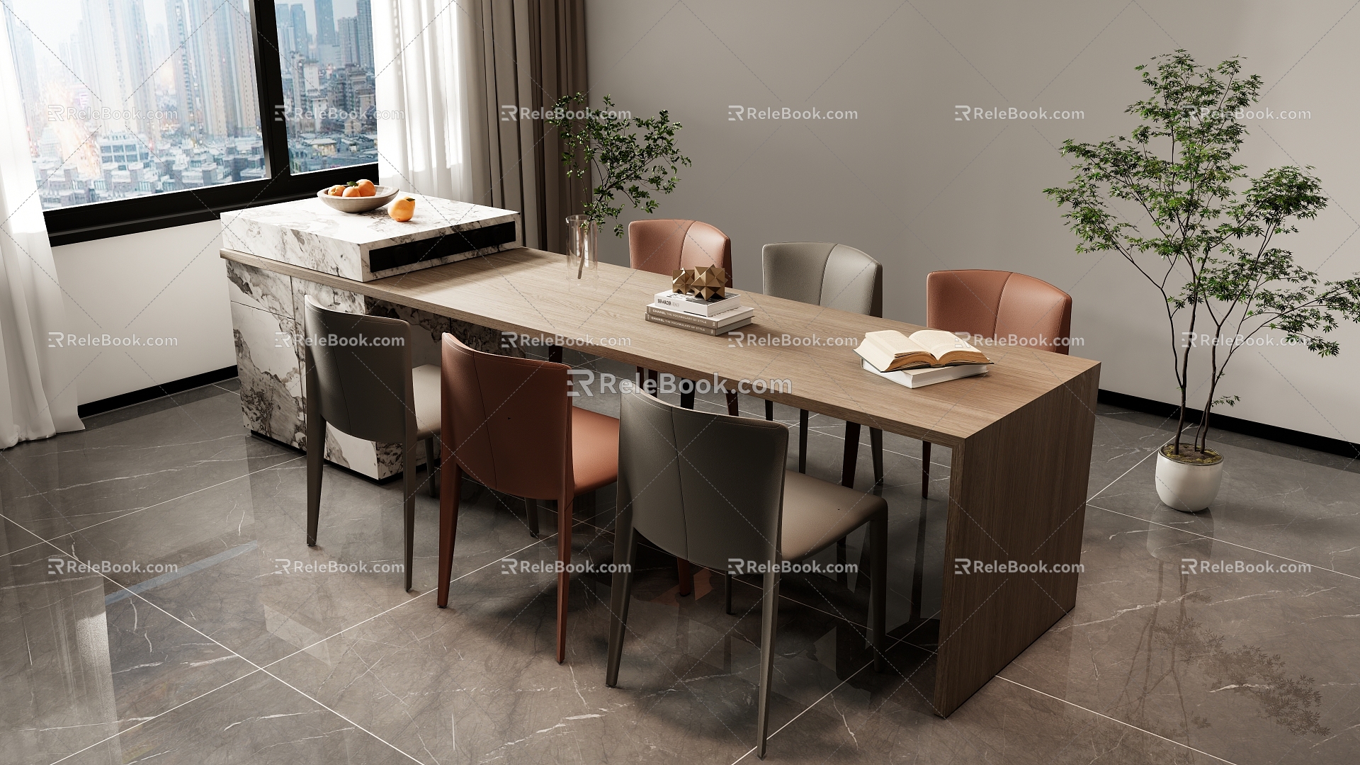 Modern Simple Dining Table and Chair Combination Jewelry Ornaments Island Table Dining Table and Chair 3d model