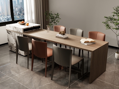 Modern Simple Dining Table and Chair Combination Jewelry Ornaments Island Table Dining Table and Chair 3d model