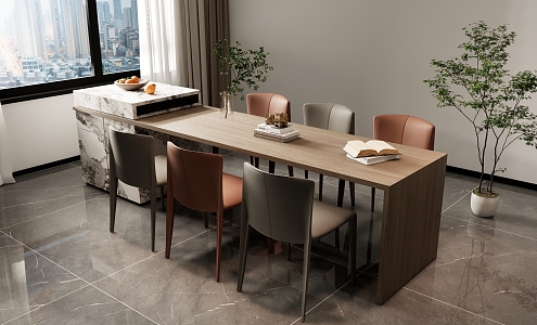 Modern Simple Dining Table and Chair Combination Jewelry Ornaments Island Table Dining Table and Chair 3d model