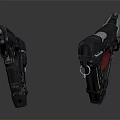 Futuristic Sci Fi Pistols With Black Body Red Grips And Silver Green Details
