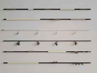 Modern Sleek Downlights And Spotlights With Adjustable Heads And Track Mounted Design 3d model