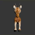 Cute Brown And White Spotted Reindeer Toy With Red Nose Yellow Tail And Antlers