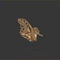 Exquisite Gold Ring With Curved Band Featuring Intricate Filigree Design And Hollow Patterns