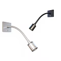 Modern Silver and Black Wall Lamps with Curved Arms and Cylindrical Light Heads