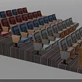 Staircase Seating In Multiple Colors Neatly Arranged With Wooden Podium In Conference Hall