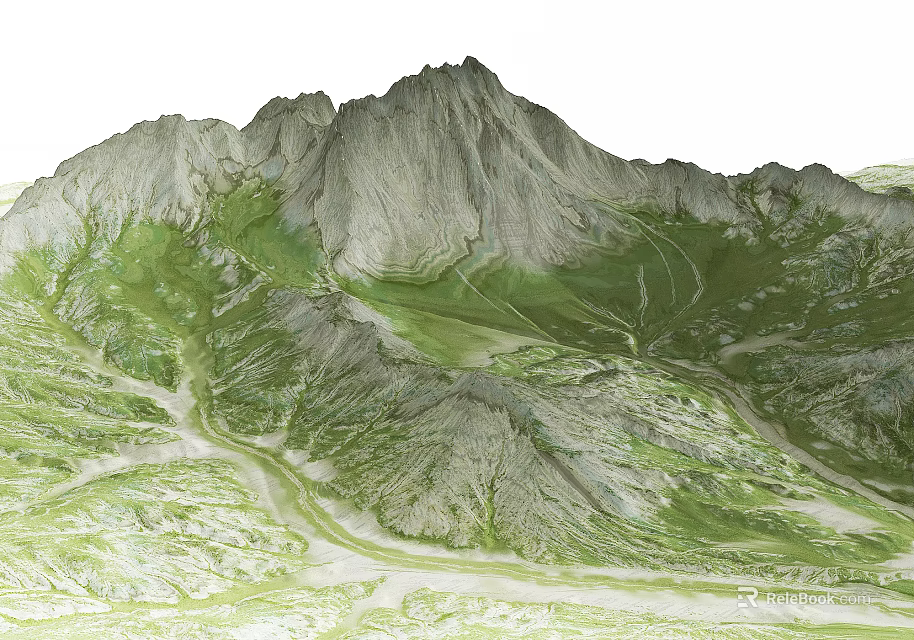 Natural Garden Landscape Design With Green Hills Winding Paths And Lush Vegetation 3d model 