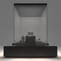Cultural Center Exhibition Display With Glass Showcase And Illuminated Artifacts