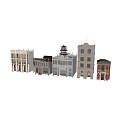 Commercial Complex With Mixed Architectural Styles And Urban Building Models 3d model