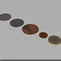 Shiny Coins Of Various Colors And Sizes Arranged In A Row On Dark Background