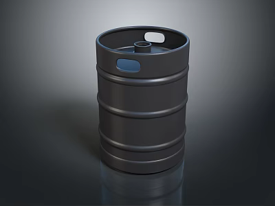 Heavy Duty Hardware Tools Black Metal Storage Drum With Ribbed Structure Design 3d model