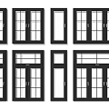 Black Frame Windows With Various Styles And Glass Panel Designs 3d model