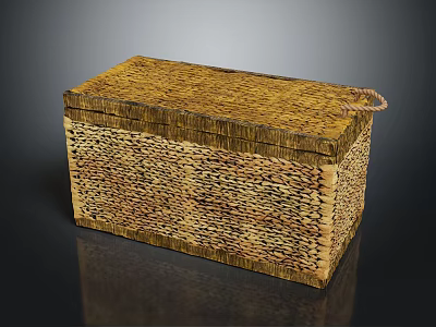 Woven Storage Box With Natural Textured Lid For Home Organization 3d model