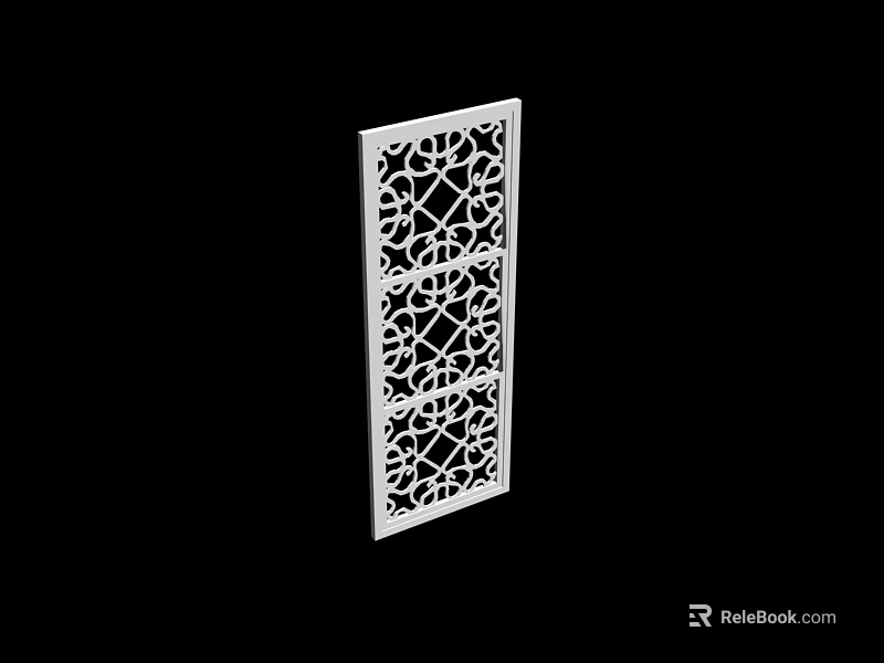Elegant White Room Divider With Intricate Cutout Patterns And Decorative Design 3d model