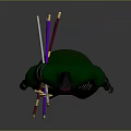 Mythical Character Outfit With Green Robe Red Sash And Creature Claw Weapon