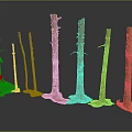 Natural Wood Tree Trunks with Stone Bases in Various Heights and Sizes for Decorative