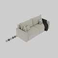 Modern Neutral Sofa Interior With Patterned Pillows And Soft Knit Blanket Decor 3d model