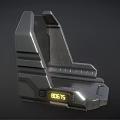 Industrial Weapon Stand With Metallic Build Glowing Yellow Numbers 073 And Futuristic Design
