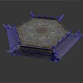 Traditional Chinese Ancient Architecture Model With Octagonal Structure Tiled Roof And Carved Details
